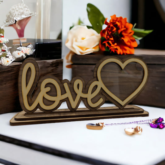 Heart  shape Photo frame spelling the word love. idea gift for any loved one