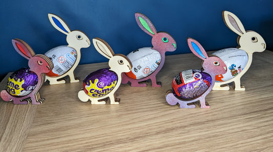 Wooden Easter bunny - Creme/Kinder egg holders