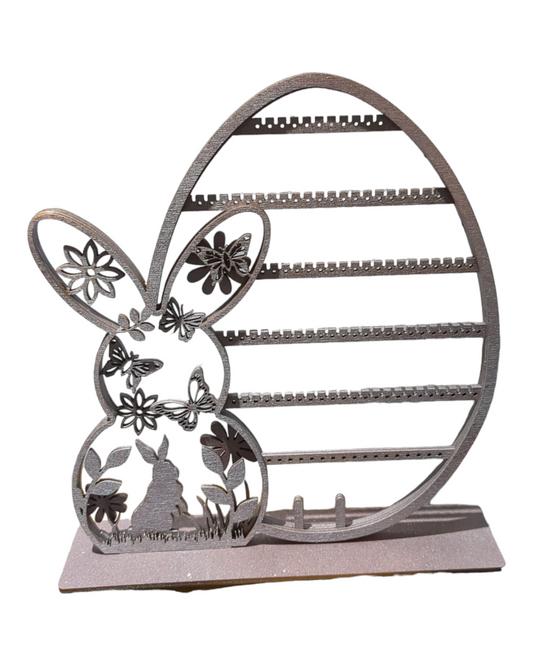 Wooden Laser Cut Bunny Earring Stand