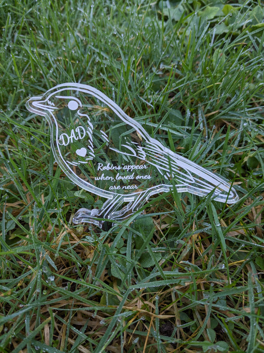 Personalised Memorial Grave Decoration - With the Quote "When Robins Appear Loved Ones Are Near